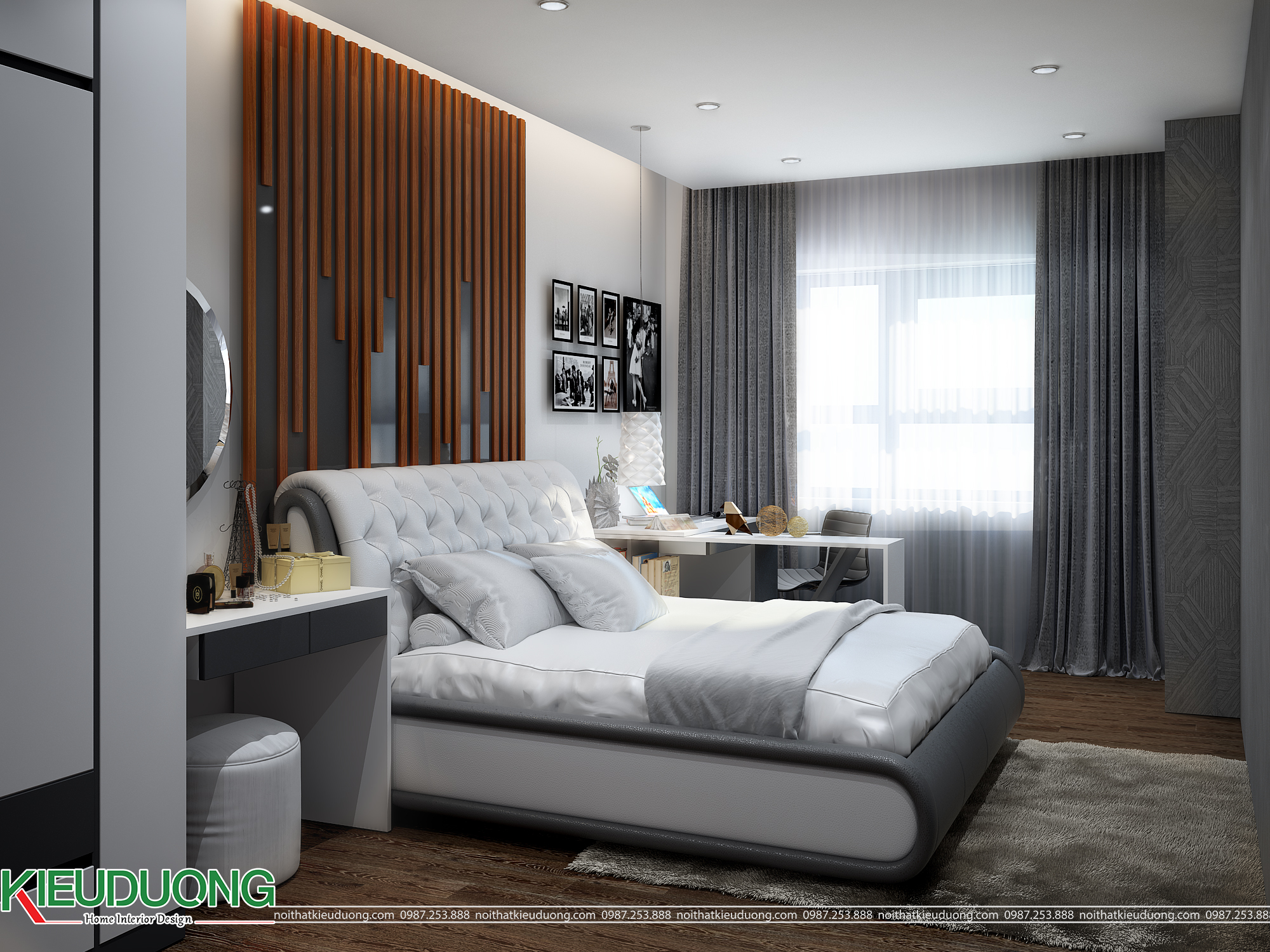 Thiết kế nội thất căn hộ 100m2 Chung cư Rivera Park Hà Nội - Phòng ngủ bố mẹ