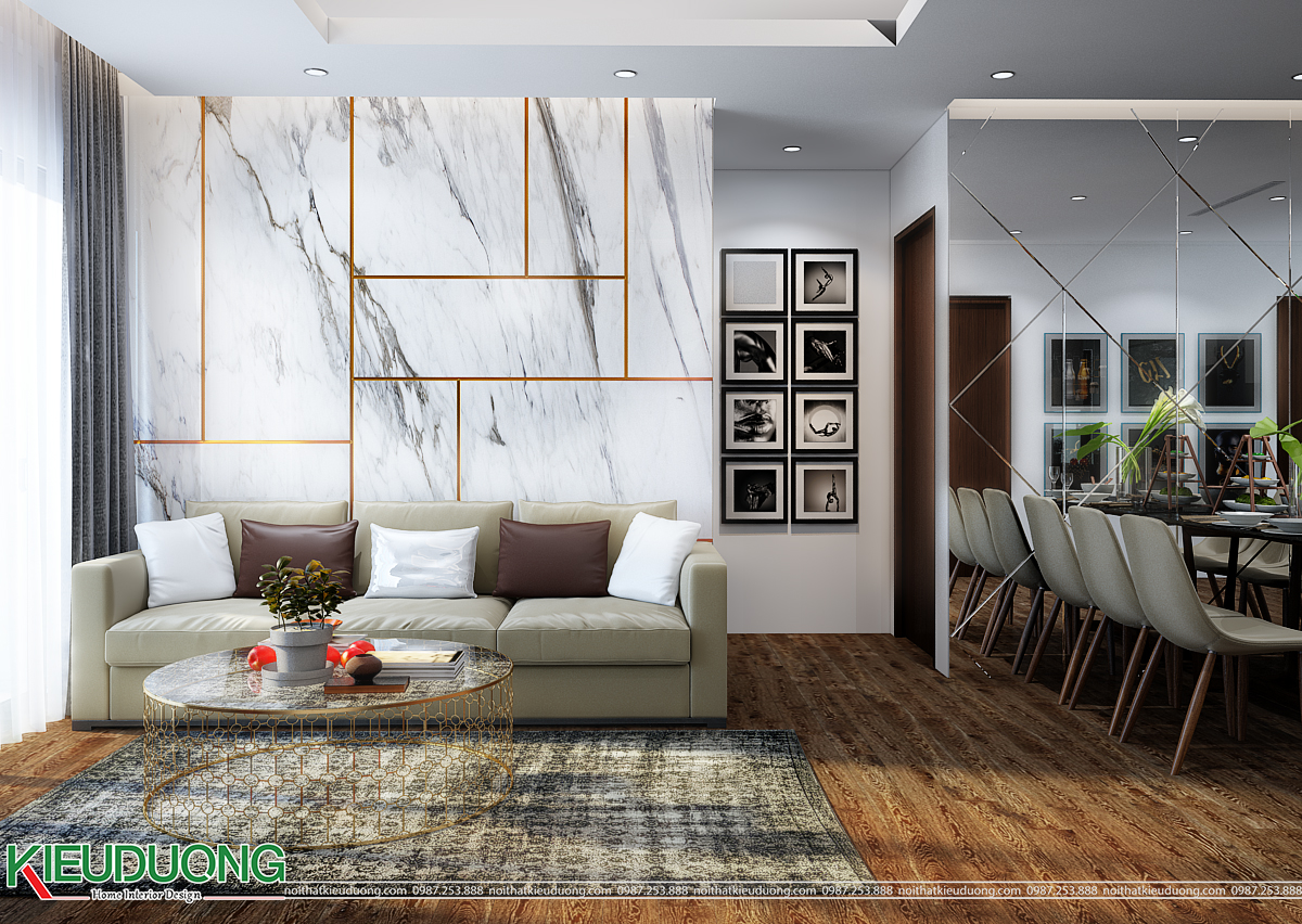 Thiết kế nội thất căn hộ 100m2 Chung cư Rivera Park Hà Nội - Bàn ghế sopha phòng khách